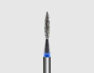 №28 Фреза алмазная пламевидная с закругленным носиком, синяя, диаметр 1,8 мм (средняя зернистость)